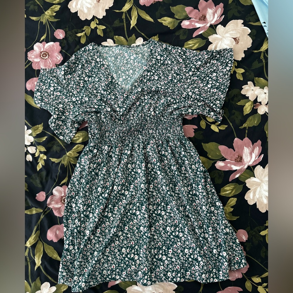 SHEIN Green Sequin Flutter Sleeve Sundress